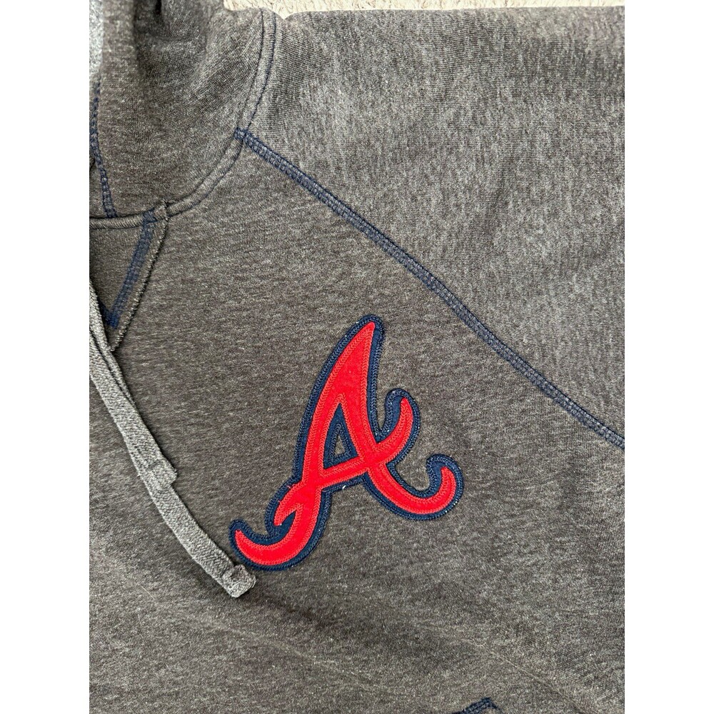 Stitches Atlanta Braves Pullover Hoodie Gray Red Blue MLB Size M
